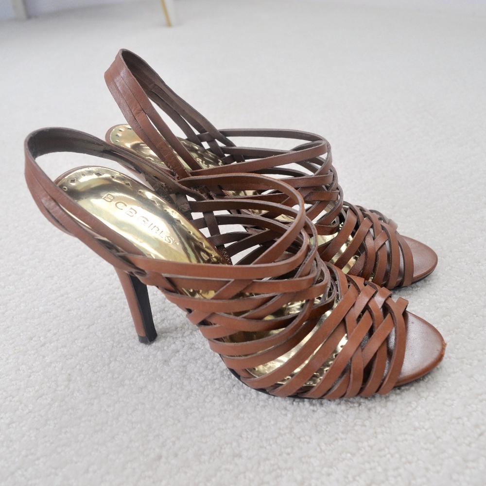 BCBGirls Women's Lakota Leather Strappy Sandals